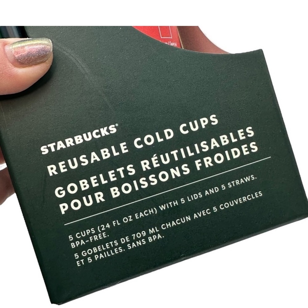 Starbucks Reusable Cold Cups Holiday 2021 5 Pack w Straws & Lids New in box - Picture 3 of 3